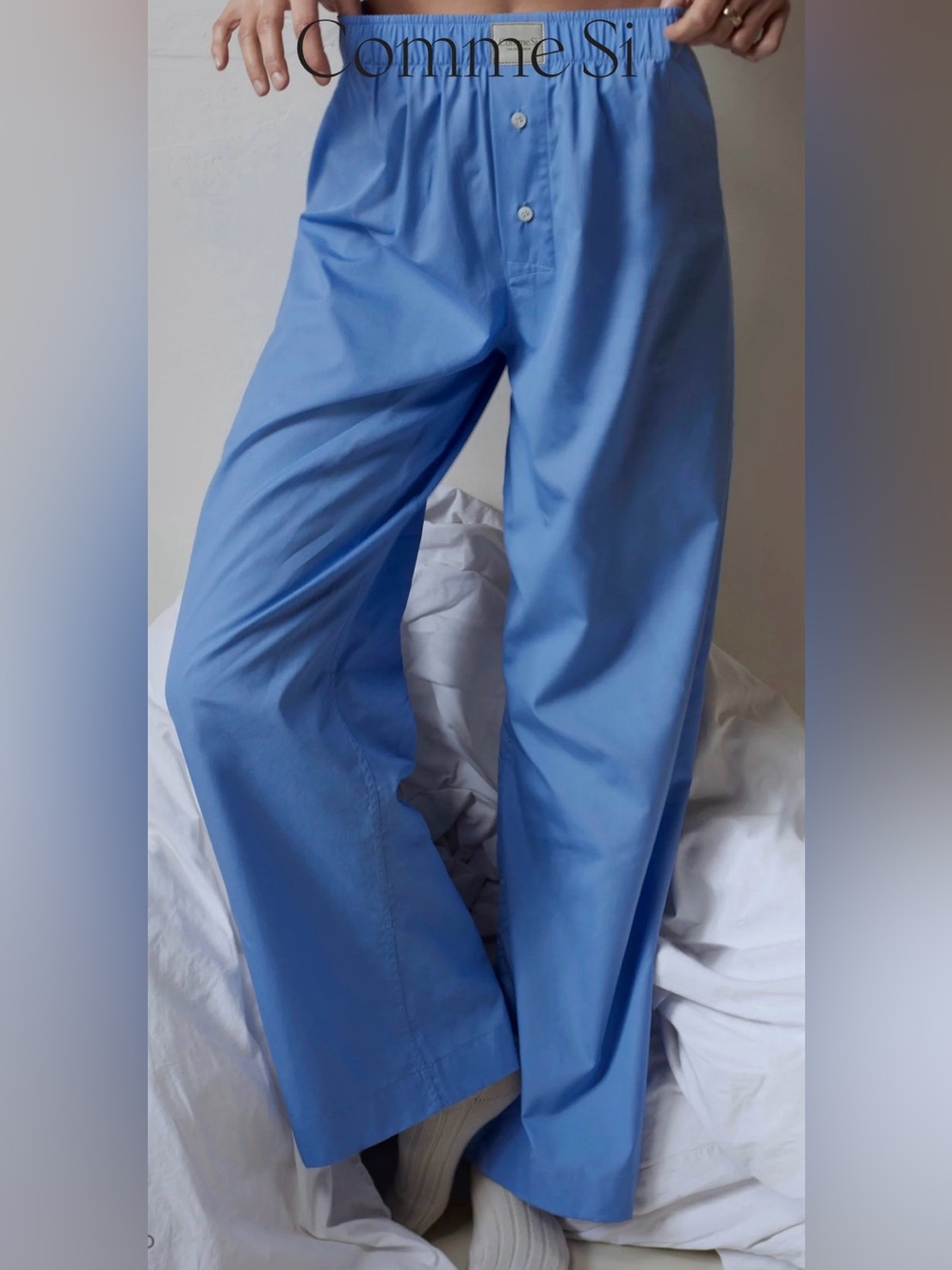 Comme Si La Boxer Alta Cotton Poplin Grecian Blue